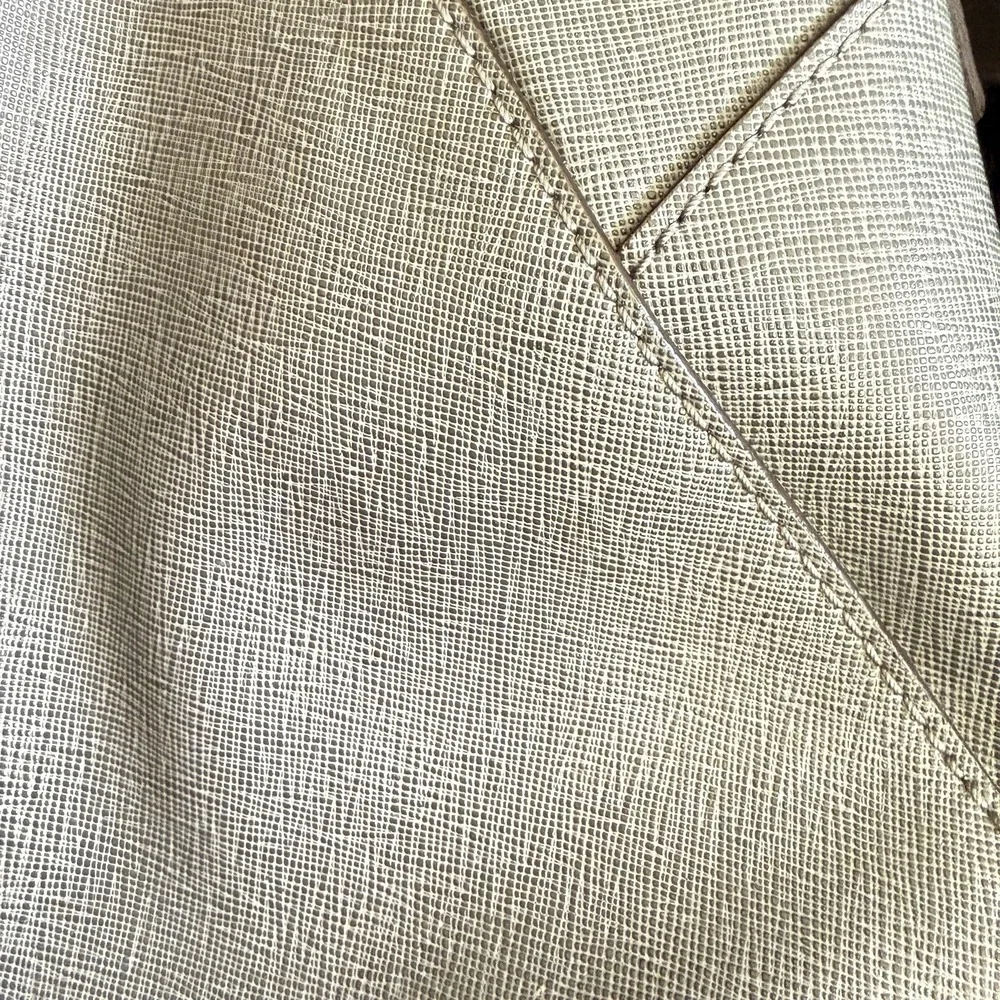 Michael Kors Gray Saffiano PVC Satchel Crossbody Bag MK Charm, MK Handbag